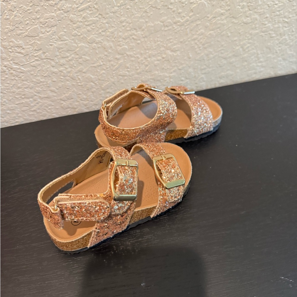Glittery Gold Kids Sandals - Picture 3 of 4